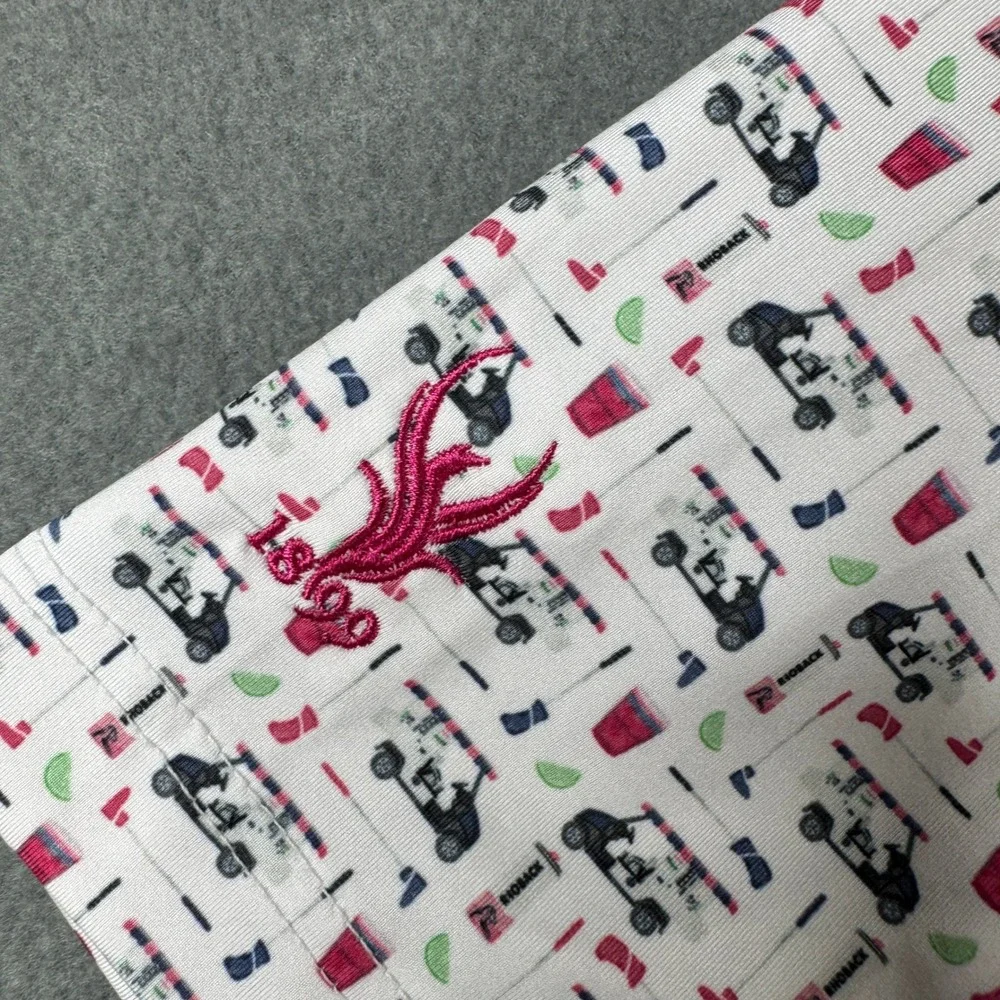 Rhoback Mens Small White Golf Cart Cocktail Print Performance Polo Shirt - Picture 6 of 9